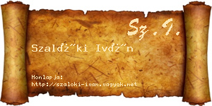Szalóki Iván névjegykártya